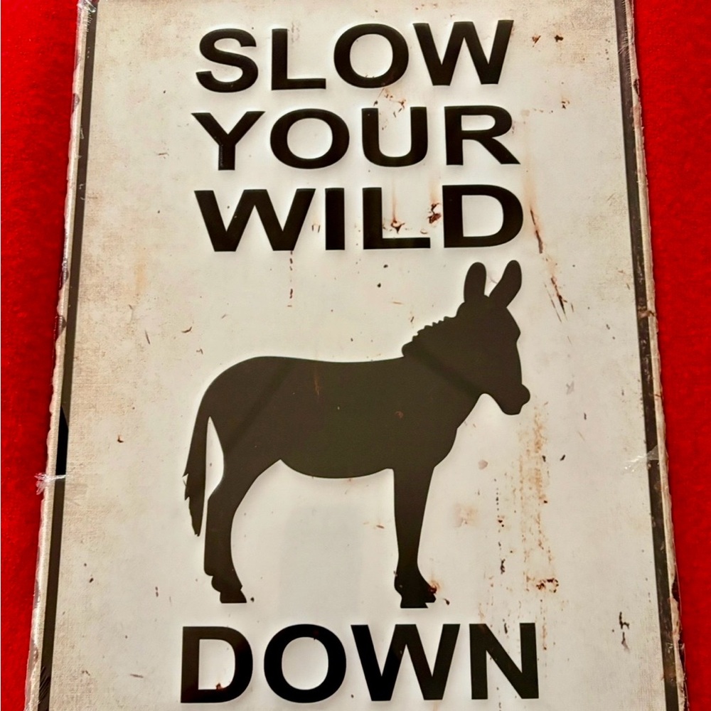 Rustic Black and White Donkey Wall Sign